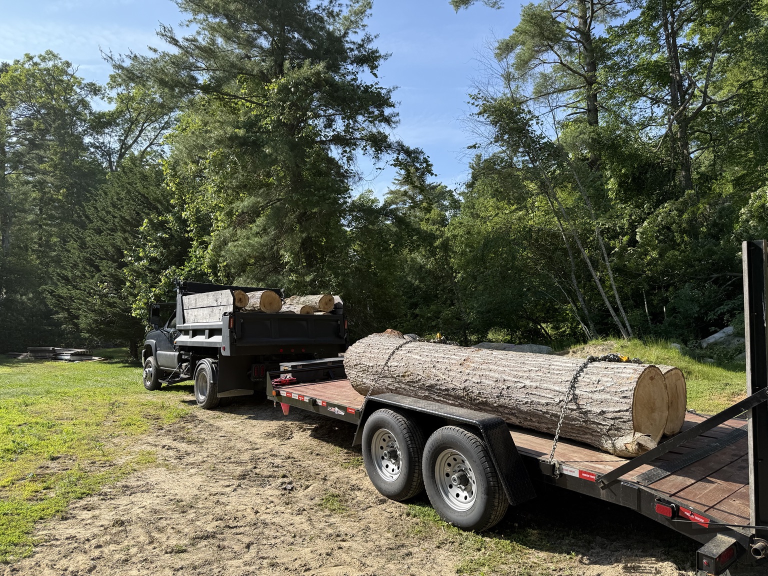 Heavy log hauling with M.T.C. equipment trailer
